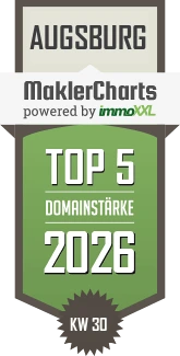 AUX IMMO: MaklerCharts Top 5 Domainstärke Augsburg 2026